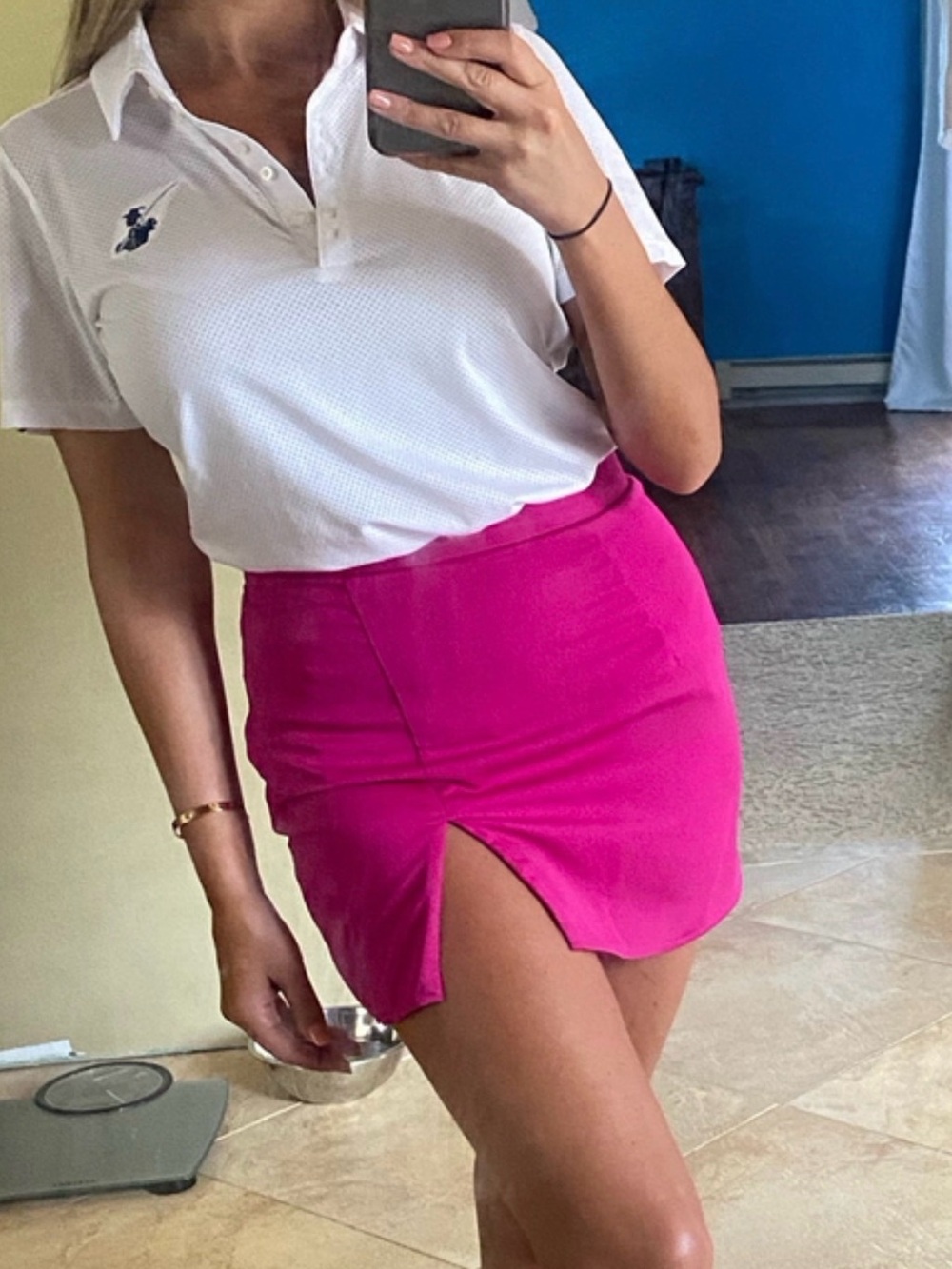 superdown Hot Pink Mini Skirt set with Front Slit
